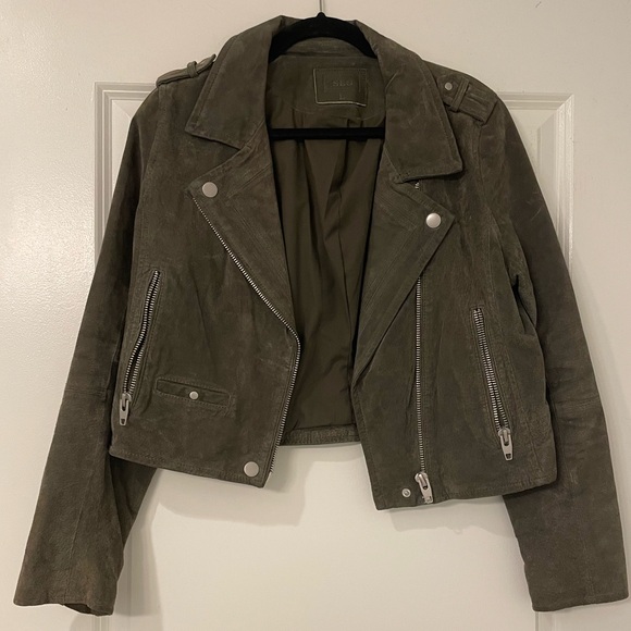 Blank NYC Jackets & Blazers - SL8 Suede Leather Moto Jacket - Olive